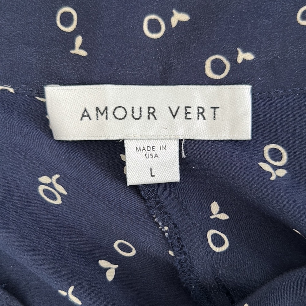 Amour Vert Women's Navy Floral Maxi Skirt, 100% Silk - Picture 3 of 4